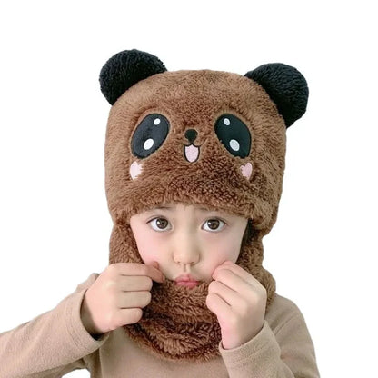 Panda winter Fleece Baby Cap - warm cap and scarp for kids all age