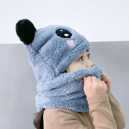 Panda winter Fleece Baby Cap - warm cap and scarp for kids all age