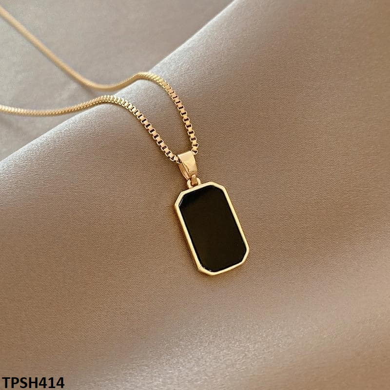 Black Square Pendant Double Layer Stainless Steel Necklaces for Women Men Gold Silver Color Clavicle Chains Party Jewelry