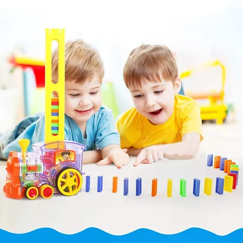 Domino Train with Building and Stacking Blocks Set