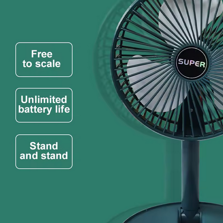 Rechargeable Fan Mini Foldable Telescopic Fan Low Noise Portable Folding Telescopic Small Desktop High Battery Life USB Floor Fan For Student Dormitory Home Outdoor Camping Office