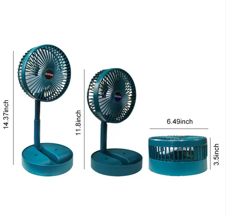 Rechargeable Fan Mini Foldable Telescopic Fan Low Noise Portable Folding Telescopic Small Desktop High Battery Life USB Floor Fan For Student Dormitory Home Outdoor Camping Office