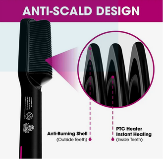 Professional Electric Hair Straightener Brush Heated Comb Straight & Curly Styling Tool