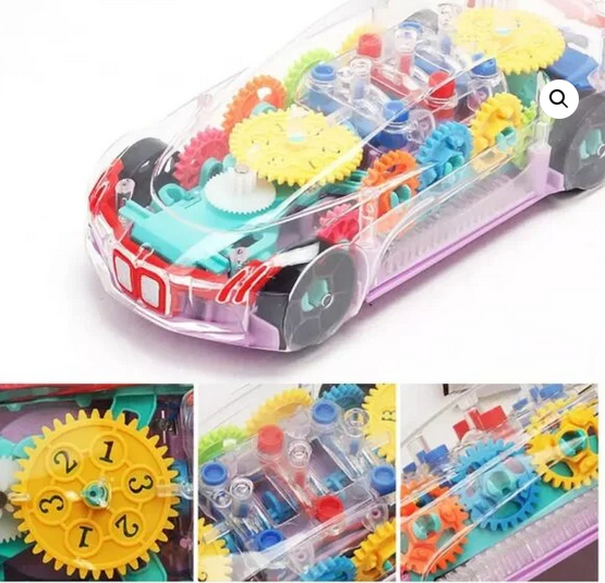 Transparent car 3D Super Car Toy, Car Toy for Kids with 360 Degree Rotation, Gear Simulation Mechanical Car, Sound & Light Toys for Kids Boys & Girls