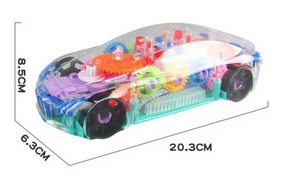 Transparent car 3D Super Car Toy, Car Toy for Kids with 360 Degree Rotation, Gear Simulation Mechanical Car, Sound & Light Toys for Kids Boys & Girls