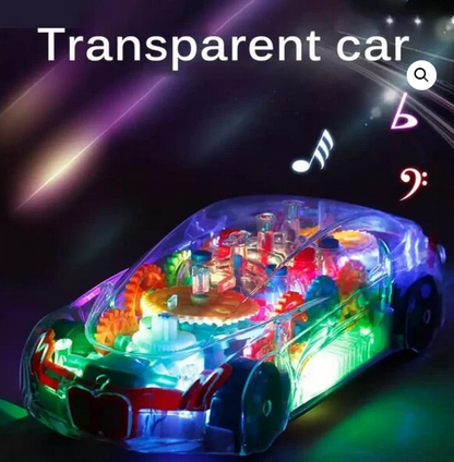 Transparent car 3D Super Car Toy, Car Toy for Kids with 360 Degree Rotation, Gear Simulation Mechanical Car, Sound & Light Toys for Kids Boys & Girls