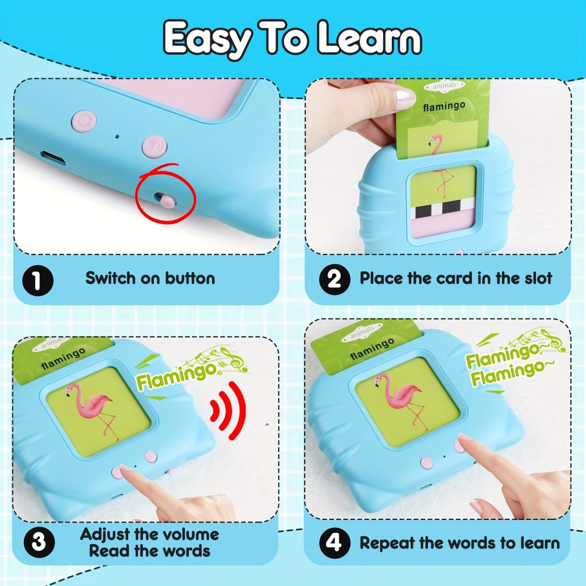 Toddler Talking Flash cards Reader (Rechargeable)