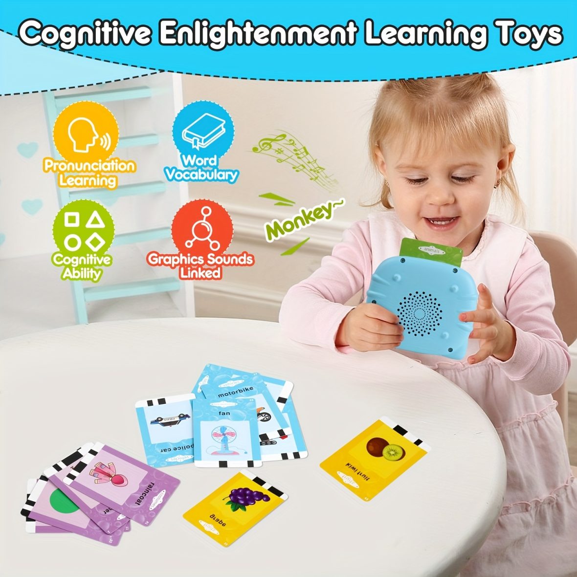 Toddler Talking Flash cards Reader (Rechargeable)